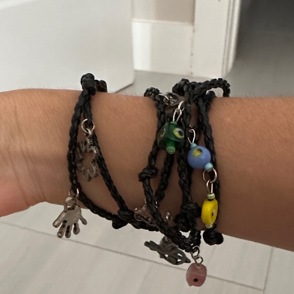 Black Rope Charm Bracelet Set